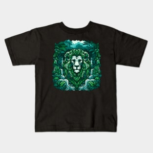 Abstract Lion in Lush Jungle Kids T-Shirt